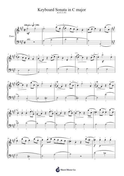 Keyboard Sonata in A Major, K.322, L.483 Sheet Music by Domenico Scarlatti-Arr.Rooven