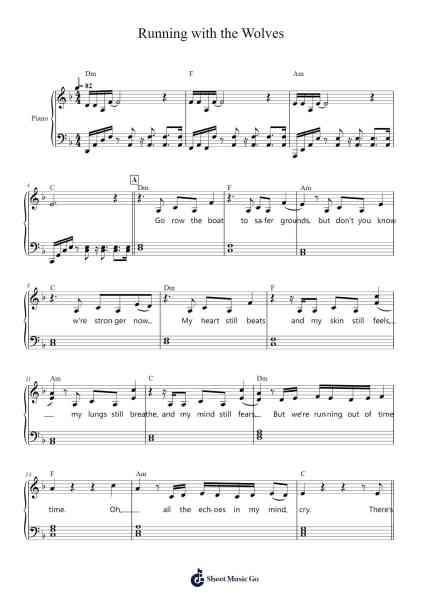 Running with the Wolves Musica per pianoforte di AURORA - Arr.Doulow