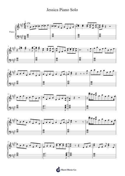 Jessica Piano Solo Sheet Music by The Allman Brothers Band-Arr.Reedtrine Gunnix