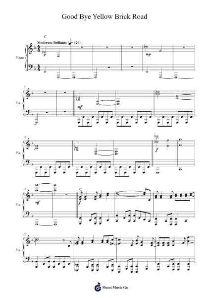 Good Bye Yellow Brick Road Sheet Music by Elton John-Arr.Chloemen O'Cazie