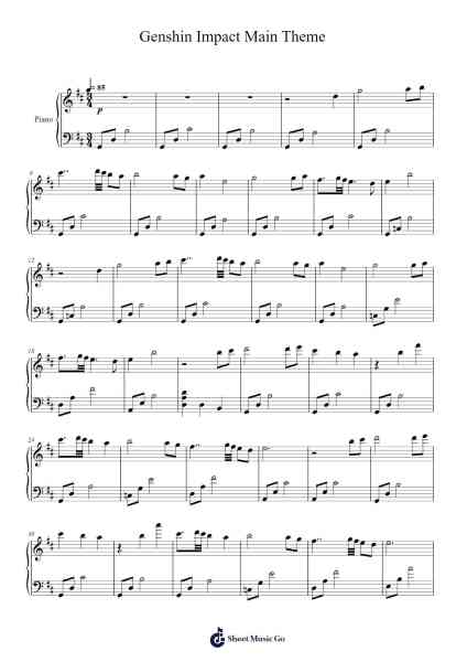 Genshin Impact Main Theme Sheet Music by Yu-Peng Chen-Arr.Sherrah Birroll
