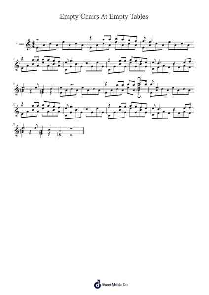Empty Chairs At Empty Tables Sheet Music by Alain Boublil/Claude-Michel Schönberg-Arr.Bingpiers Georlance