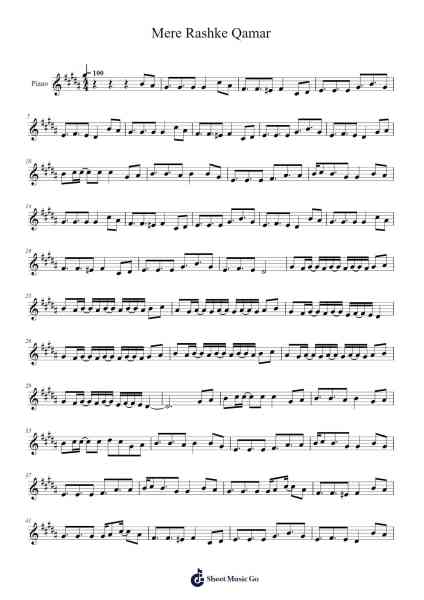 Mere Rashke Qamar Sheet Music by Nusrat Fateh Ali Khan-Arr.Lewcar