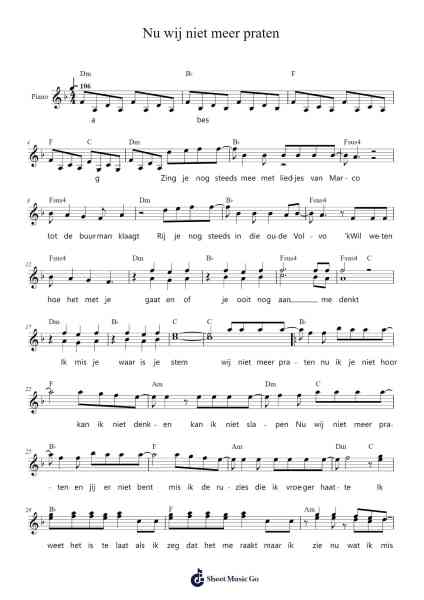 Nu wij niet meer praten Sheet Music by Pommelien/Jaap-Arr.Blithefrey