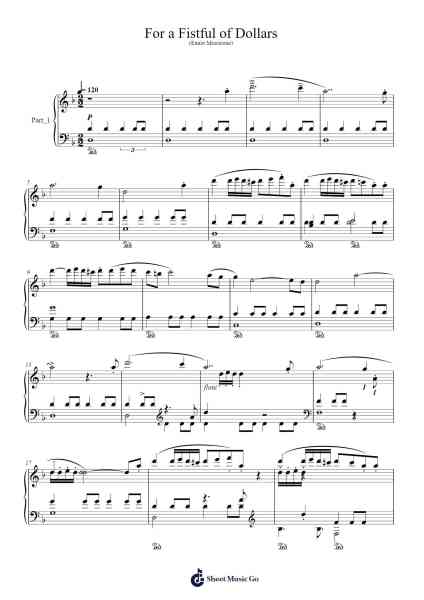 For a Fistful of Dollars (Per un Pugno di Dollari) Sheet Music by Ennio Morricone-Arr.Moulcole Inkit
