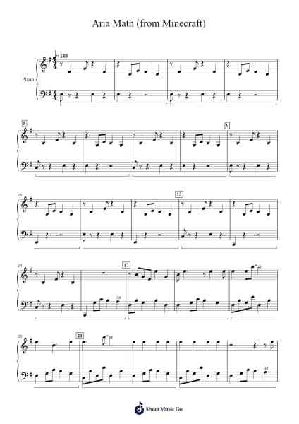 Aria Math - C418 Sheet Music by C418-Arr.Faulkvan