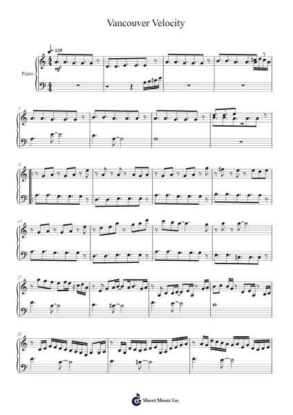 Vancouver Velocity Sheet Music by Misc Computer Games-Arr.Hoonell Norusk
