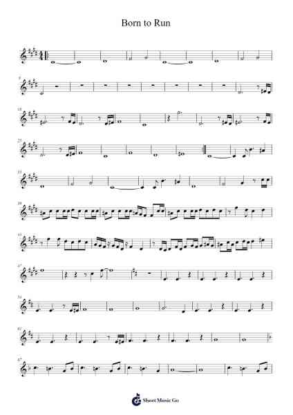 Born to Run Sheet Music by Bruce Springsteen-Arr.Sukeats Midpaul