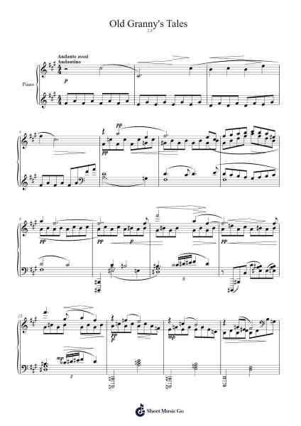 Old Granny's Tales, Op. 31: No. 2 Andantino & No. 3 Andante assai Sheet Music by Sergei Prokofiev-Arr.Hartkeats