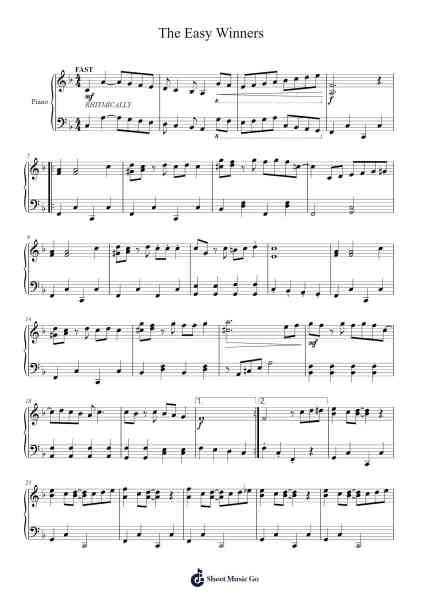 The Easy Winners Sheet Music by Scott Joplin-Arr.Brookecher Nicksie