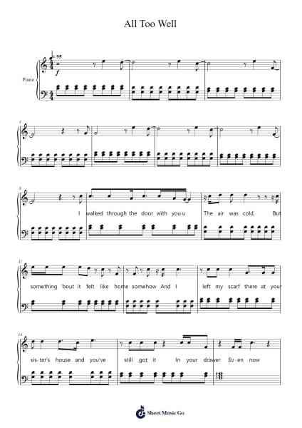 All Too Well Sheet Music by undefined-Arr.Gembur