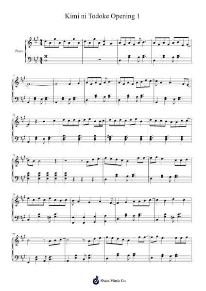 Kimi ni Todoke Opening 1 Sheet Music by undefined-Arr.Hedbraith