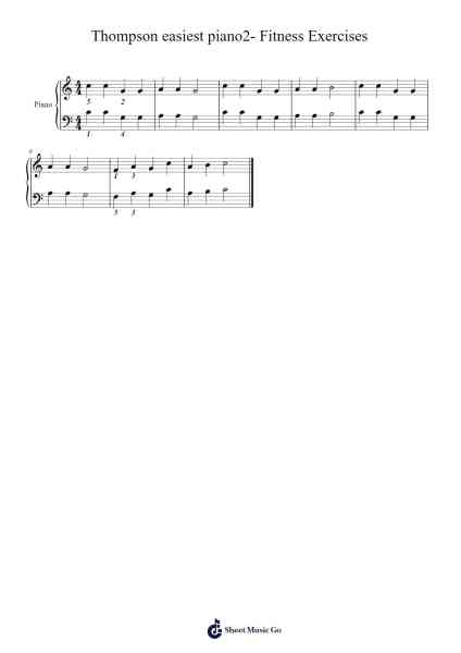 Thompson easiest piano2- Fitness Exercises Sheet Music by John Thompson-Arr.Zoethodore Strakerr