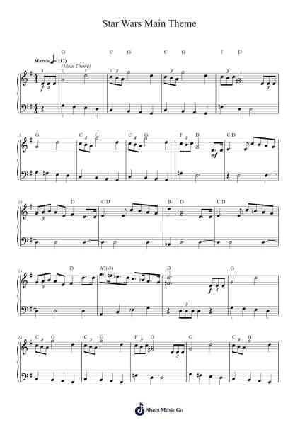 Star Wars Main Theme Sheet Music by John Williams-Arr.Fmar Geearl