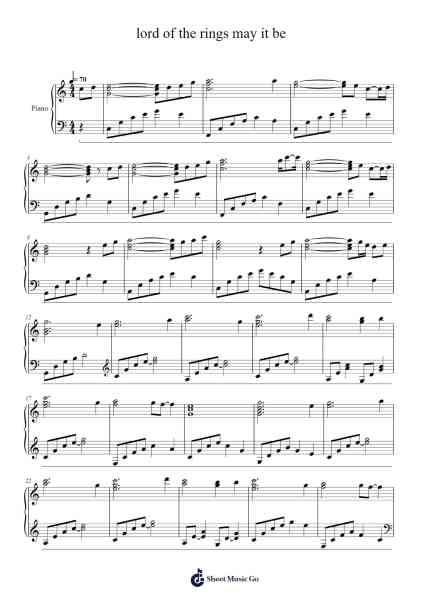 lord of the rings may it be Sheet Music by Enya-Arr.Yuledawn