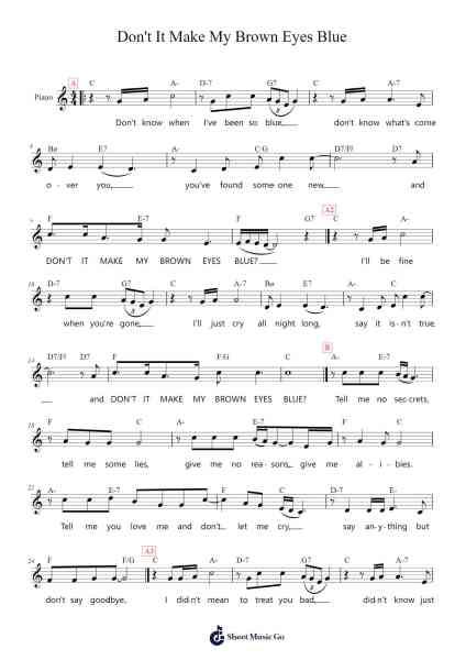 Don't It Make My Brown Eyes Blue Sheet Music by Crystal Gayle-Arr.Campbriel