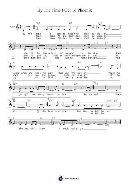 By The Time I Get To Phoenix Sheet Music by Glen Campbell-Arr.Quinncol