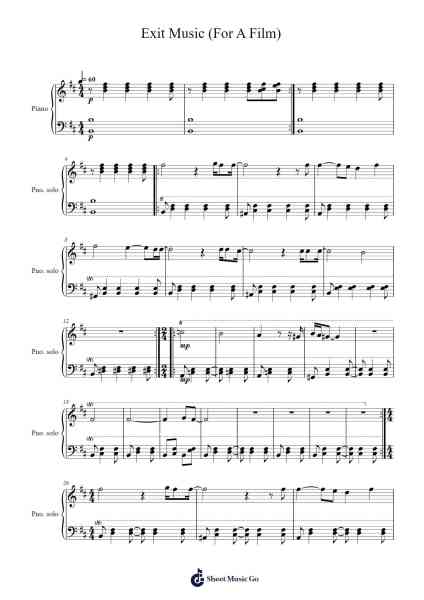 Exit Music (For A Film) Sheet Music by Radiohead-Arr.Hoonell Norusk