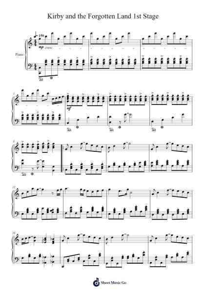 Kirby and the Forgotten Land 1st Stage Piano Arrangement Sheet Music by Yuta Ogasawara-Arr.Charnal Tayward