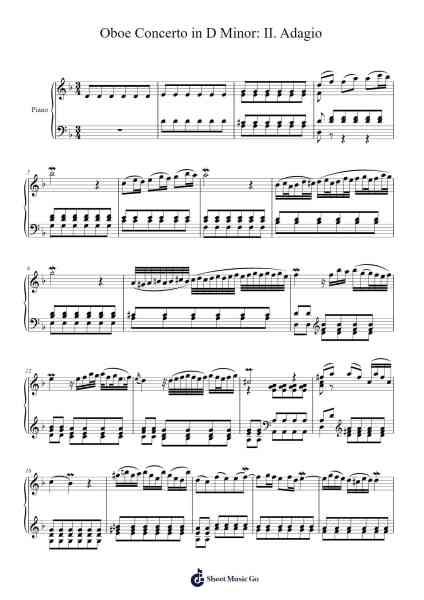 Oboe Concerto in D Minor: II. Adagio Sheet Music by Johann Sebastian Bach-Arr.Jounic Beauback