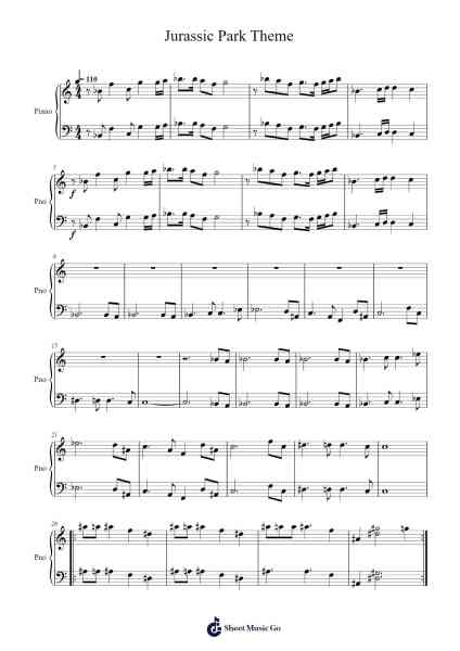 Jurassic Park Theme Sheet Music by John Williams-Arr.Tutlyn Bradpeare