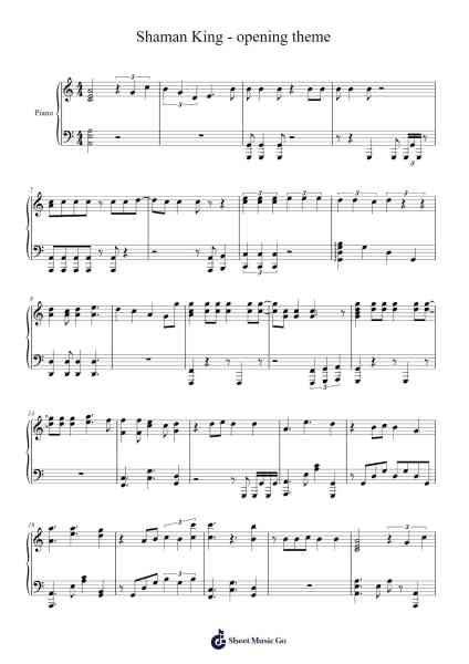 Shaman King - opening theme Sheet Music by undefined-Arr.Halebias