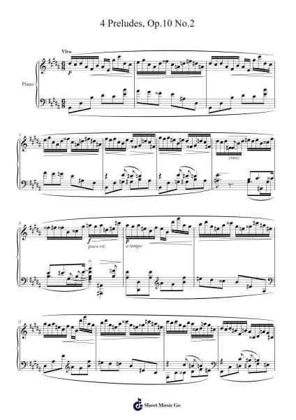 4 Preludes, Op.10 No.2 Sheet Music by Anatoly Alexandrov-Arr.Jackbing Priceliot