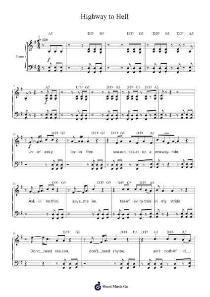 Highway to Hell Sheet Music by AC/DC-Arr.Egcon Maxlie