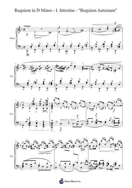 Requiem in D Minor, K. 626: I. Introitus - Requiem Aeternam Sheet Music by Wolfgang Amadeus Mozart-Arr.Linee Bushsopp