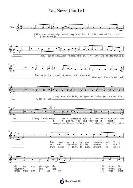 You Never Can Tell (C'est la Vie) Sheet Music by Chuck Berry-Arr.Consclife Gosden