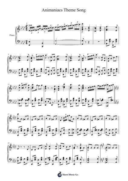 Animaniacs Theme Song Sheet Music by Richard Stone-Arr.Warges Morestone
