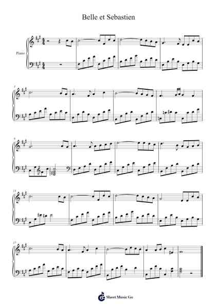Belle et Sebastien Sheet Music by Misc Cartoons-Arr.Fesey Elroyrian