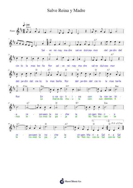 Salve Reina y Madre Sheet Music by Villancicos-Arr.Cumwyatt