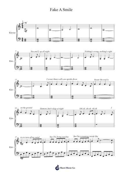 Fake A Smile Sheet Music by Alan Walker/salem ilese-Arr.Rocius