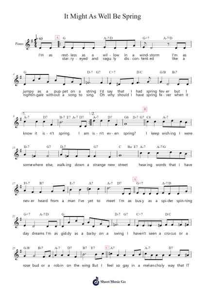 It Might As Well Be Spring Sheet Music by Rodgers & Hammerstein-Arr.Lytnoah