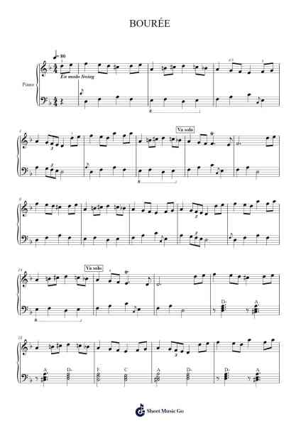 BOURÉE Sheet Music by J.S. Bach/Jethro Tull-Arr.Egbeau