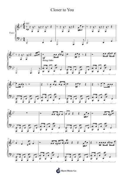 Closer to You Sheet Music by Jung Kook/Major Lazer-Arr.Everal Baurell