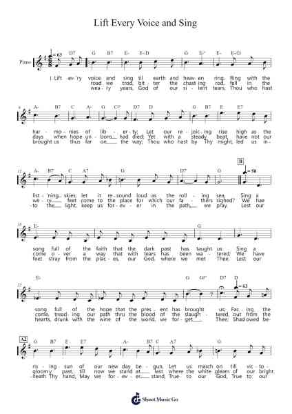 Lift Every Voice and Sing Sheet Music by J.Rosamond Johnson-Arr.Tesssaul