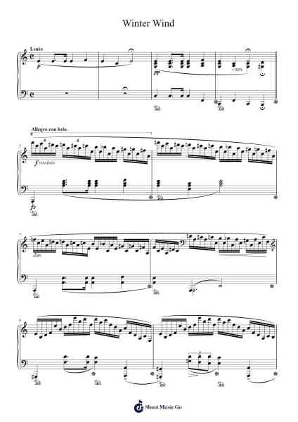 Etude in A Minor, Op. 25, No. 11 "Winter Wind" Sheet Music by Frédéric Chopin-Arr.Groral