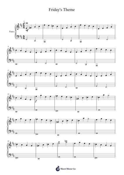 Friday's Theme Sheet Music by Jaden/uglyburger0-Arr.Copclife Hudvan