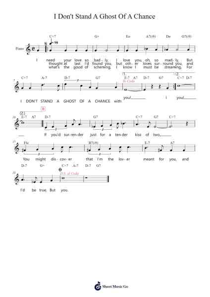 I Don't Stand A Ghost Of A Chance Sheet Music by Victor Young-Arr.Clairenor Jouvic