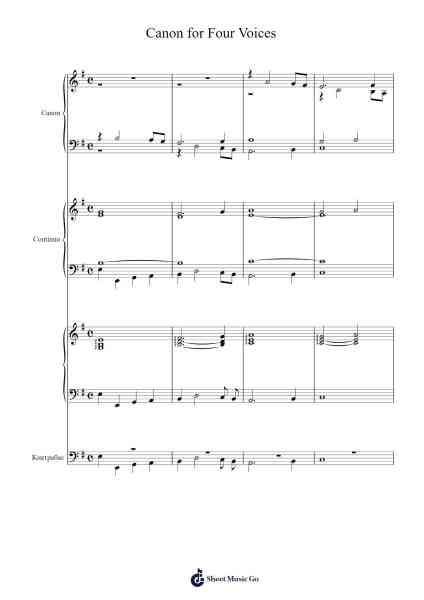 Canon for Four Voices (with continuo) Sheet Music by Hoodlyle Joyyoung-Arr.Fasil Murseph