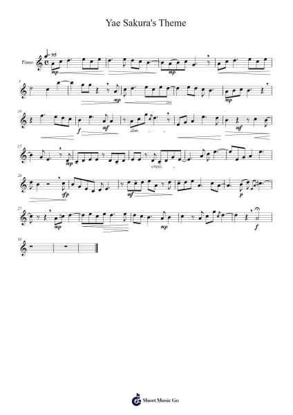 Yae Sakura's Theme Sheet Music by Misc Soundtrack-Arr.Montor