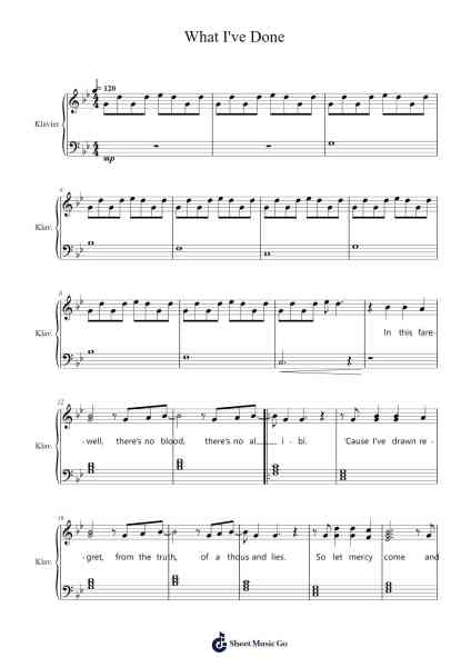 What I've Done Musica per pianoforte di Linkin Park - Arr.Geward Mansloyd
