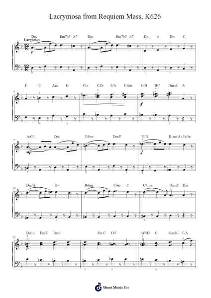 Requiem Mass in D Minor, K. 626: Lacrimosa Sheet Music by Wolfgang Amadeus Mozart-Arr.Dilpont Trollsper