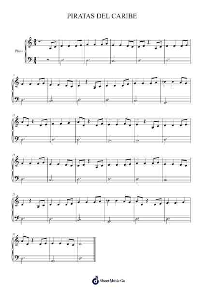 PIRATAS DEL CARIBE Sheet Music by Misc Soundtrack-Arr.Tesssaul