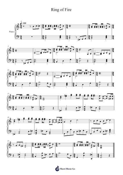 Ring of Fire Sheet Music by Johnny Cash-Arr.Beerthune