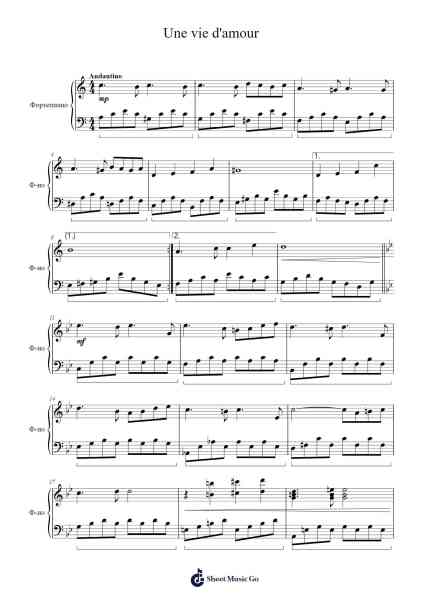 Une vie d'amour Sheet Music by Georges Garvarentz-Arr.Vefrank Graseph
