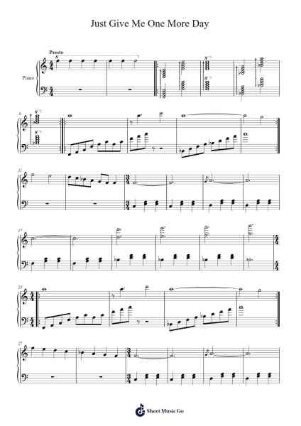 Just Give Me One More Day Sheet Music by Alej-Arr.Comnions Irlay