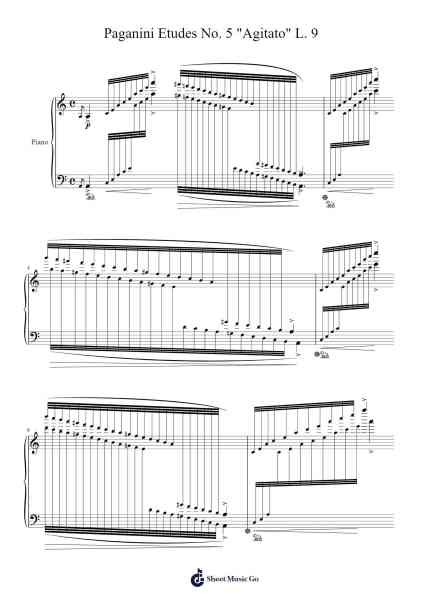 Paganini Etudes No. 5 "Agitato" in E Major, L. 9 Sheet Music by Loudan Stephen Alexenov Stradinoff-Welkinstein-Arr.Wolian